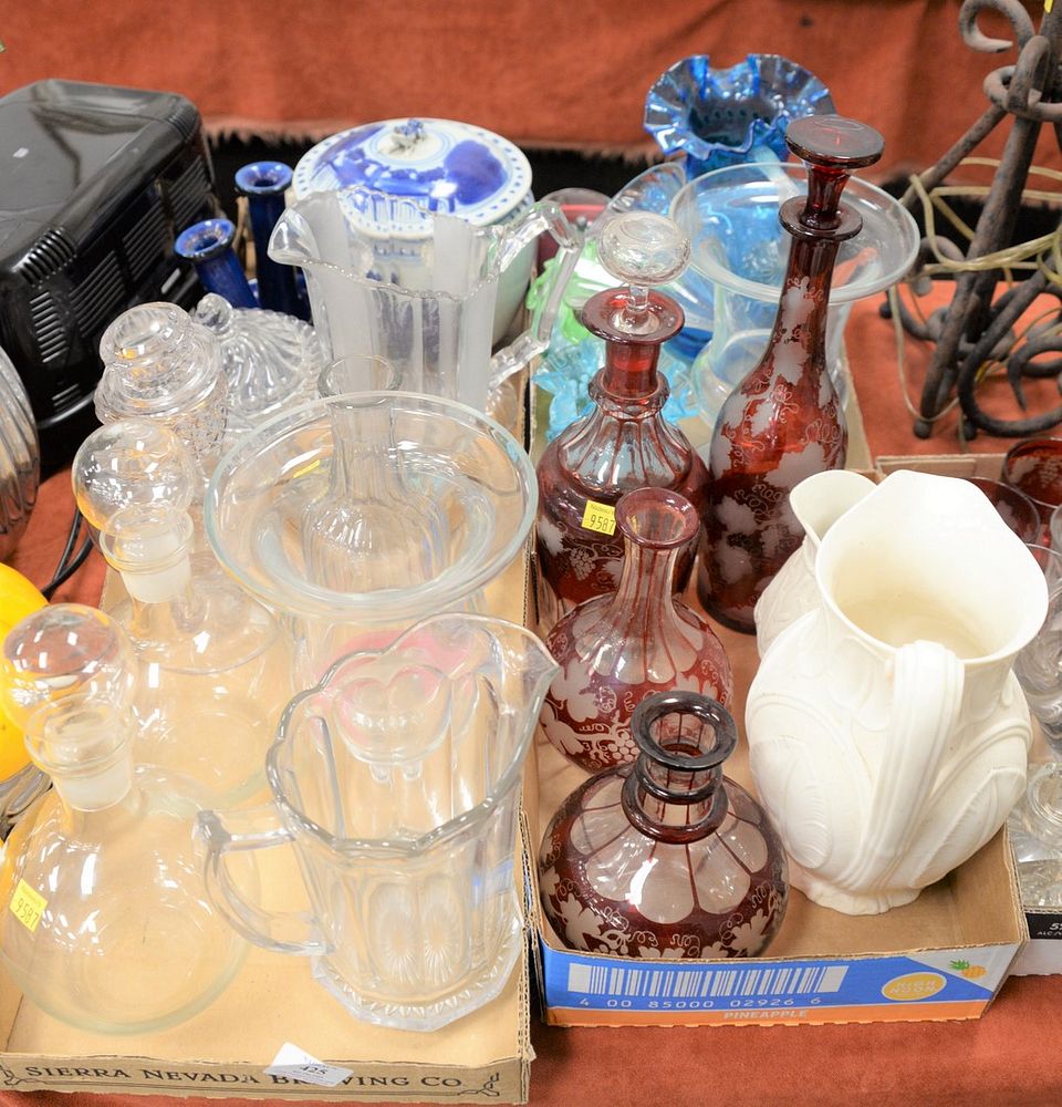 Appraisal: Five tray lots of miscellaneous glass and china Ruby Flash