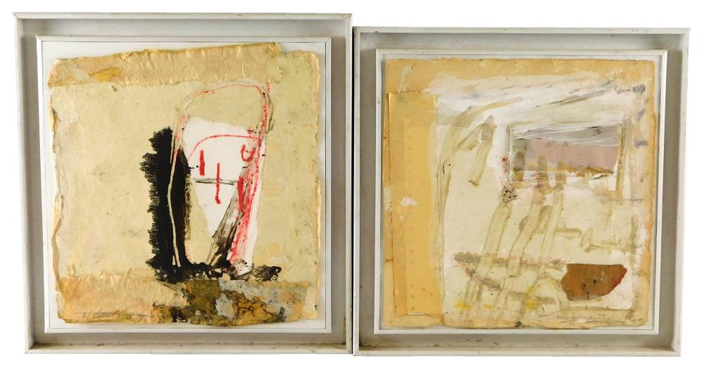 Appraisal: Pair of mixed media contemporary art pieces in matching frames