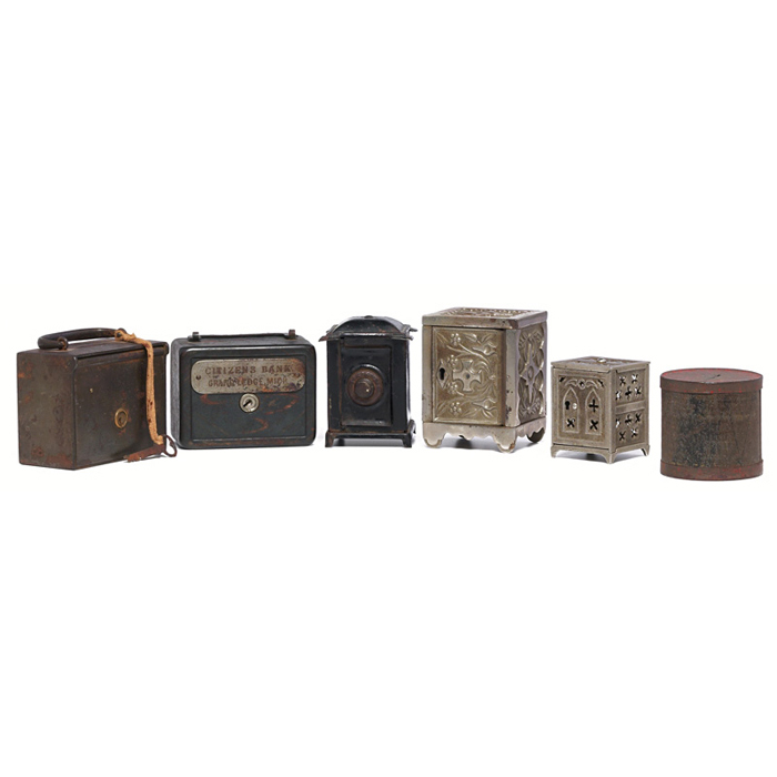 Appraisal: Americana safes six assorted four key lock one with faux