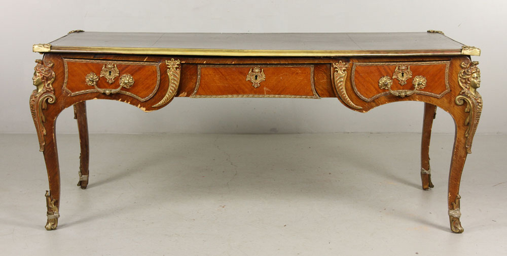 Appraisal: - Louis XV Style Bureau Plat Louis XV Style satinwood