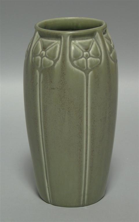 Appraisal: ROOKWOOD CELADON VASE Impressed date molded with flower heads at