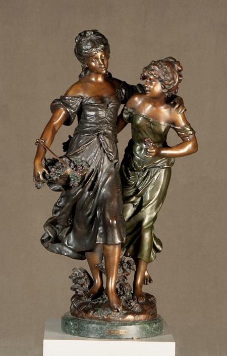 Appraisal: French Bronze Figural Group of Two Maidens Modern After a