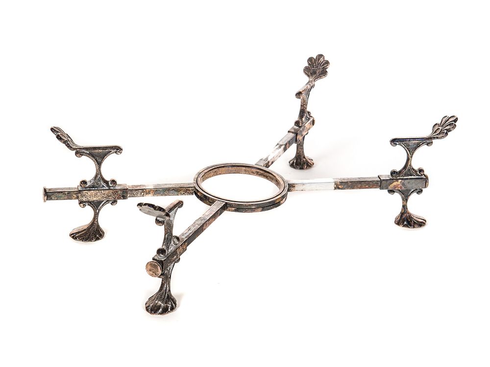 Appraisal: Nickel Silver Adjustable Plate Stand Nickel Silver Adjustable Plate Stand