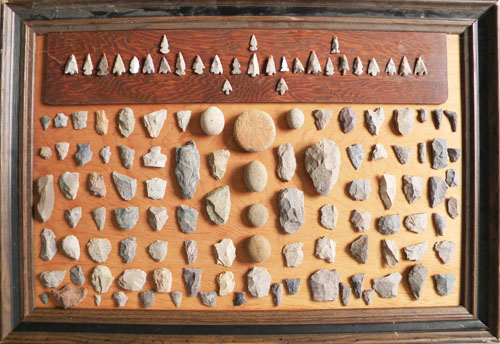 Appraisal: Mounted group of arrowheads frame - x