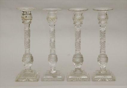 Appraisal: Set of Four Anglo-Irish Glass Candlesticks