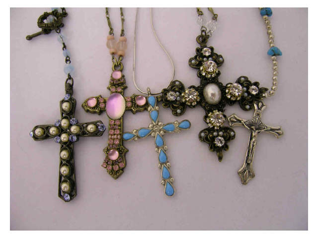 Appraisal: Five cross motif necklaces