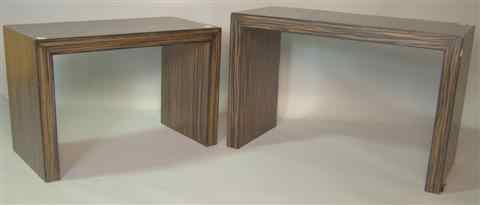 Appraisal: TWO ZEBRA WOOD NESTING TABLES the largest is - h