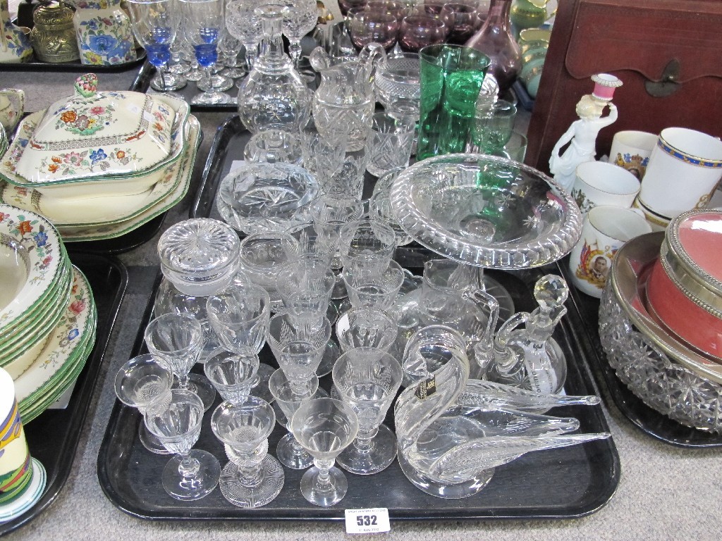 Appraisal: Two trays of assorted glassware - Edinburgh Crystal swan crystal