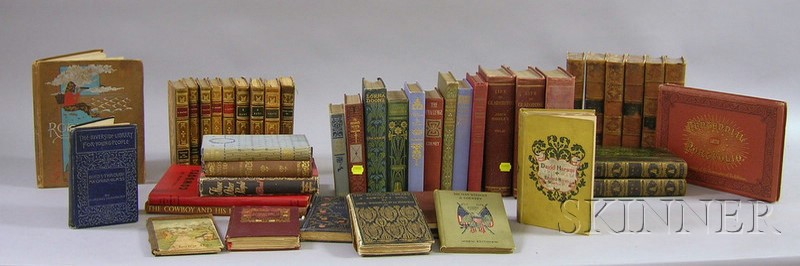 Appraisal: Three Small Sets of Decorative Leather-bound Books and Twenty-nine Assorted