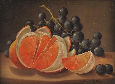 Appraisal: Harry J Kellogg American b Still Life with Fruit Oil