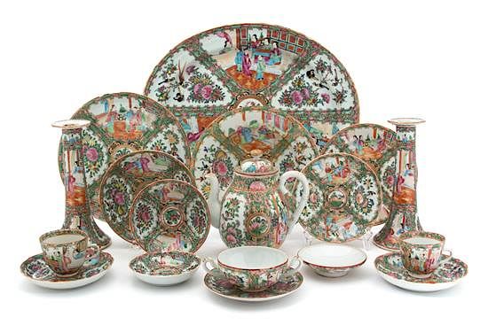 Appraisal: A Large Group of Chinese Rose Medallion Porcelain Length of