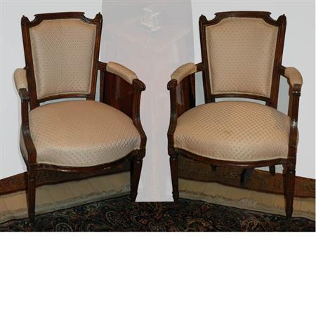 Appraisal: Pair of Louis XVI Walnut Fauteuils en Cabriolet Estimate -