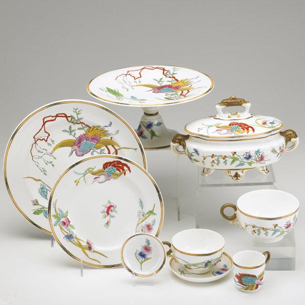 Appraisal: ROYAL WORCESTER DINNERWARE Approx pieces with hand-painted flowers and elephant