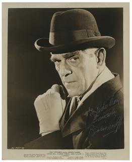 Appraisal: Boris Karloff Inscribed and Signed Lured Publicity Photo United Artists