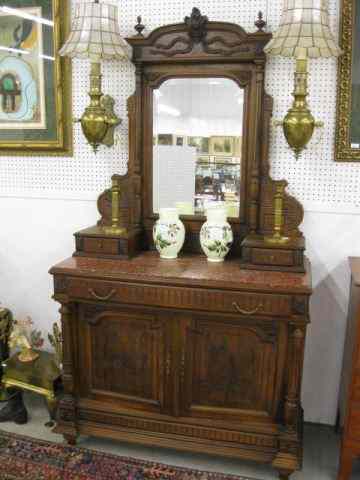 Appraisal: Victorian Marble Top Sideboard with Mirror two back set top