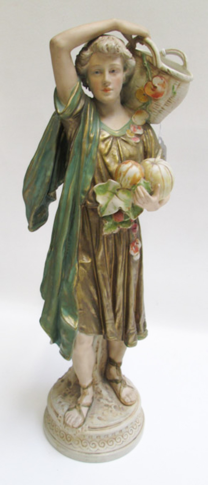 Appraisal: ROYAL DUX FIGURAL PORCELAIN SCULPTURE depicting a classical young man