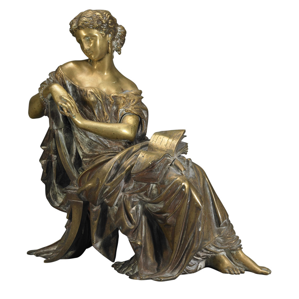 Appraisal: French Gilt Bronze Figure of a Seated Classical Muse with