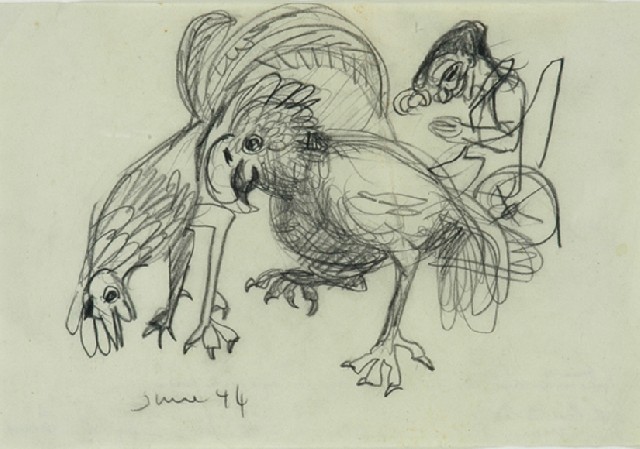 Appraisal: John De Burgh Perceval - Carl Cooper and Chickens pencil