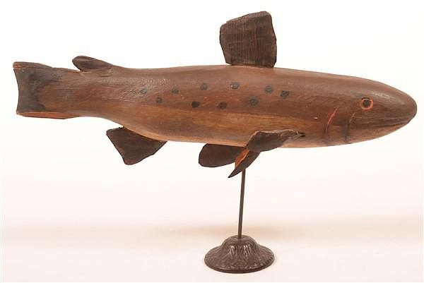 Appraisal: Carved and Painted Wood Folk Art Fish Decoy Vintage Carved