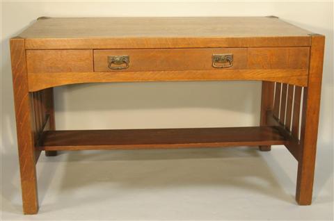 Appraisal: STICKLEY STYLE ARTS CRAFTS OAK DESK th century the rectangular