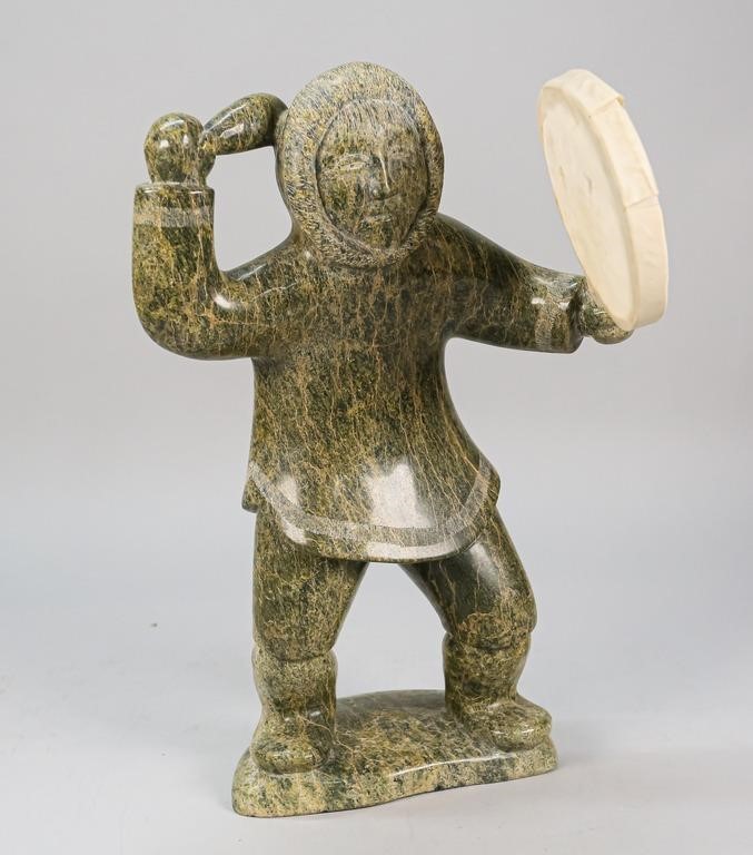 Appraisal: ELIJAH MICHAEL CARVED SERPENTINITE INUITElijah Michael carved serpentinite Inuit Signed