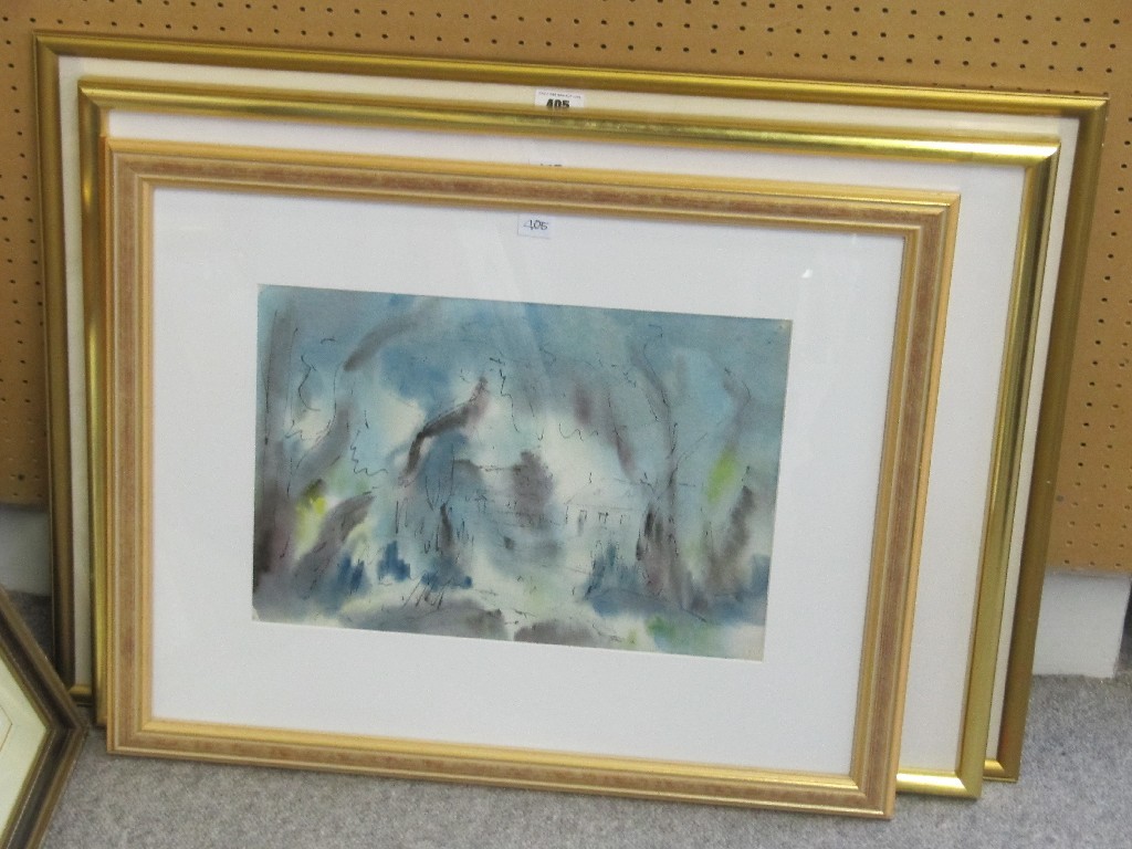 Appraisal: GAIL HARVEY Gouache 'Thawing Snow' signed recto and labelled verso