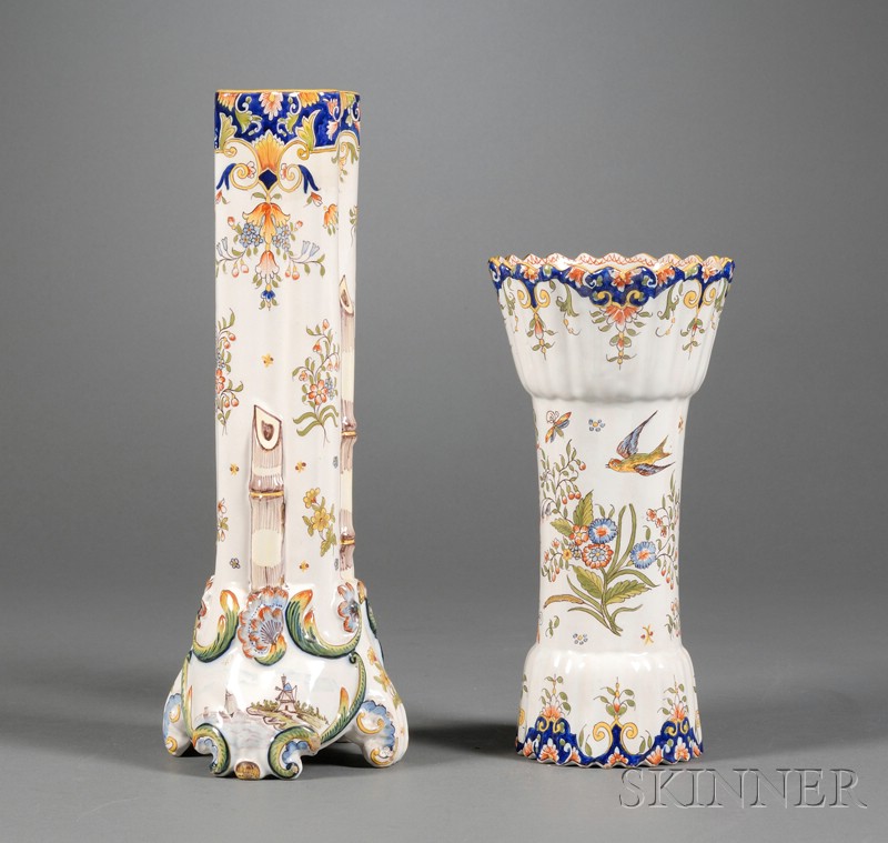 Appraisal: Two French Faience Flower Vases France late th century each