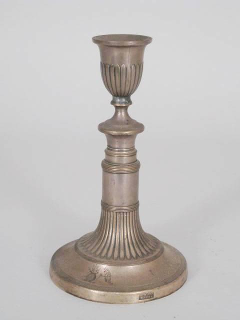 Appraisal: A Mortons Patent Sheffield Plated Telescopic Candlestick engraved with crest