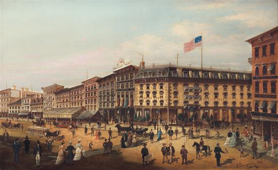 Appraisal: V ZABEHLICKY Austrian th Century The Corner of Bowery and