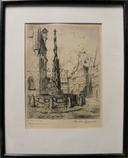 Appraisal: Group of eight etchings signed Ernst Zipperer together with an