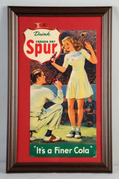 Appraisal: Cardboard Spur Die-Cut Sign Description s Framed under glass Strong