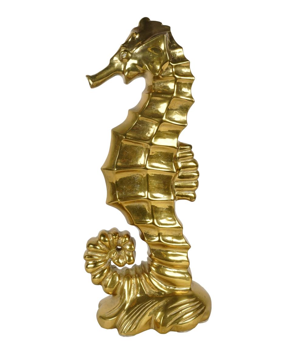 Appraisal: BRASS SEAHORSE DOORSTOPof substantial weight Dimensions x x in x