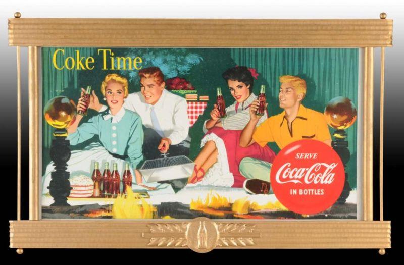 Appraisal: Coca-Cola Poster with Gold Frame Description Frame is repainted Cardboard