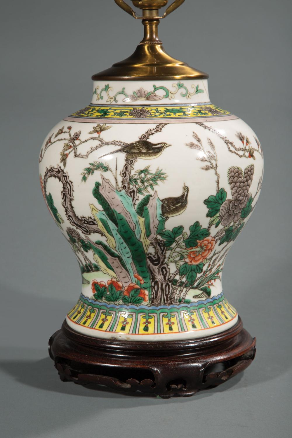 Appraisal: Chinese Famille Verte Porcelain Baluster Vase Qing Dynasty - decorated