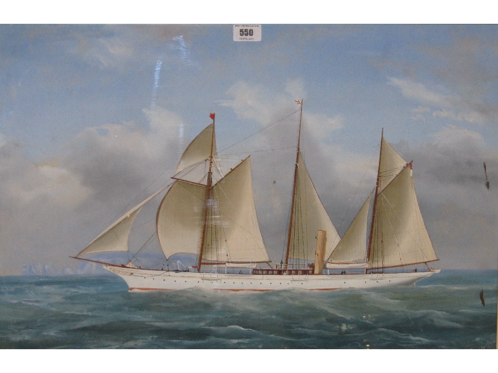 Appraisal: Watercolour with body colour 'sailor picture' of a steam yacht