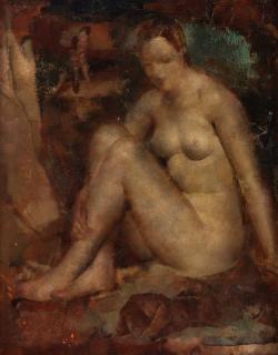 Appraisal: GREGORY GLUCKMANN RUSSIAN - Seated Nude oil on panel x