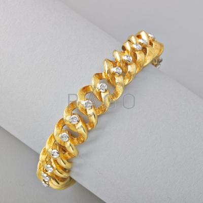 Appraisal: TEXTURED K GOLD DIAMOND FLEXIBLE BRACELET Each yellow gold curb