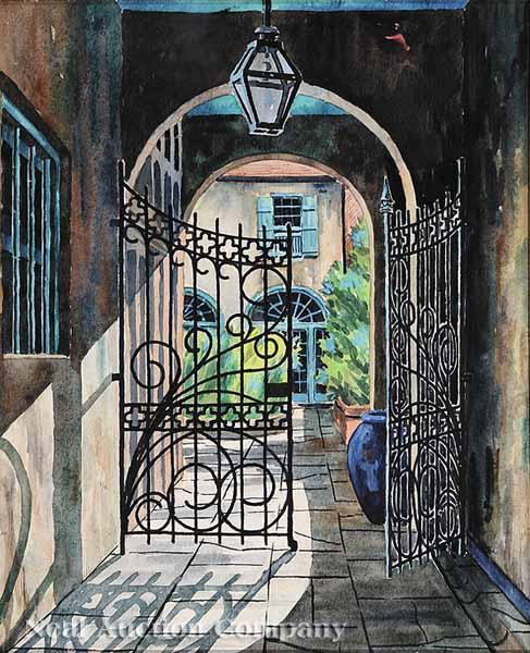 Appraisal: Eugene E Loving American New Orleans - Brulatour Courtyard French