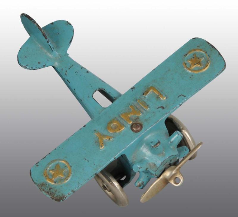 Appraisal: Cast Blue Lindy Airplane Toy Description All original This is