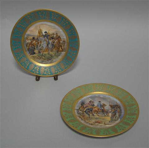 Appraisal: TWO NAPOLEONIC CABINET PLATES Late th century depicting the Battles