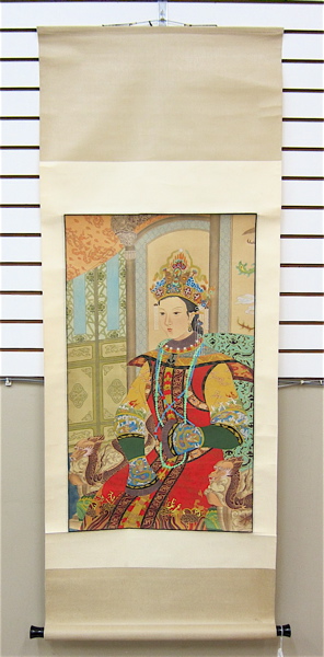 Appraisal: CHINESE EMPRESS PAINTING ON SILK SCROLL th century Image measures