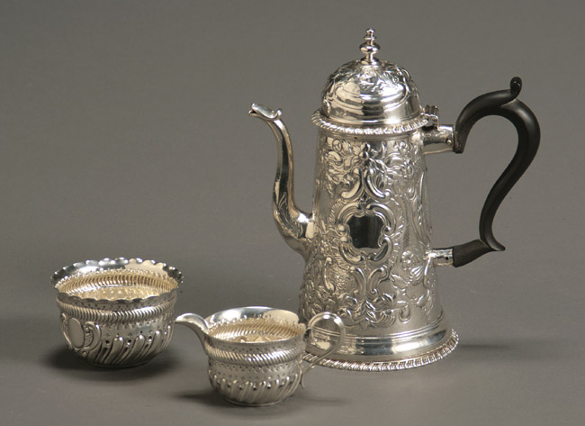 Appraisal: English Silver Assembled Three-Piece Coffee Set Consisting of a coffeepot