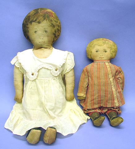 Appraisal: Pair of Art Fabric Mills dolls is marked on foot