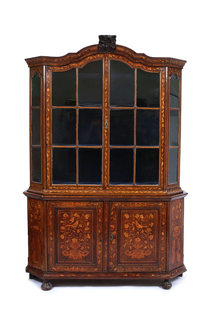 Appraisal: A LATE TH CENTURY DUTCH WALNUT AND MARQUETRY CABINET having