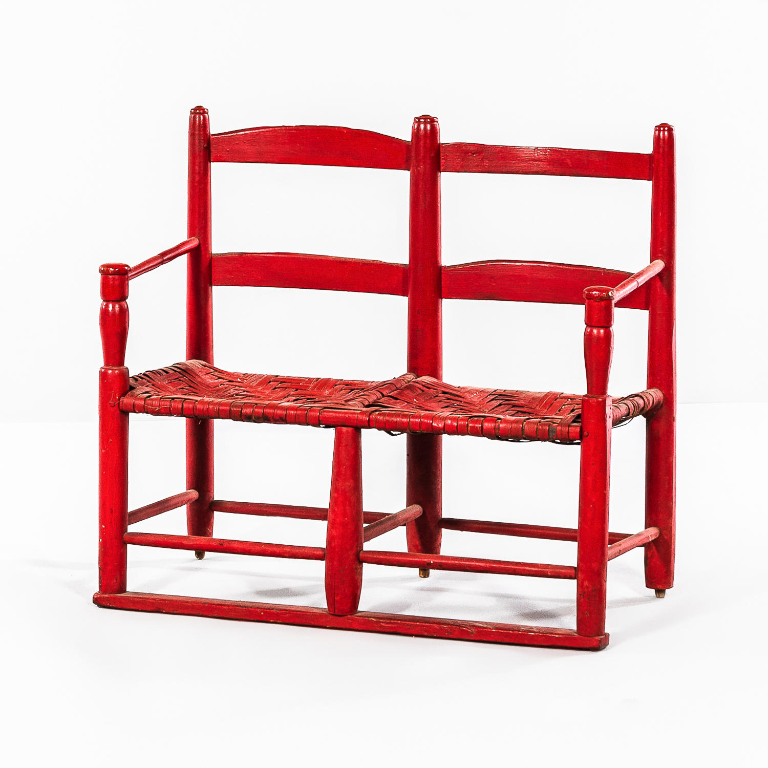 Appraisal: RED-PAINTED BUGGY BENCH New England late th century the slats