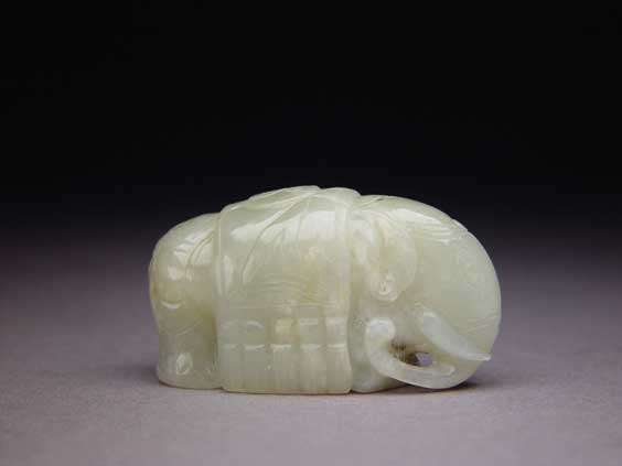 Appraisal: ANTIQUE JADE ELEPHANT TOGGLE Small antique Chinese jade carving toggle