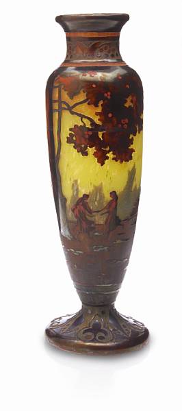 Appraisal: A M ller Fr res cameo glass landscape vase with