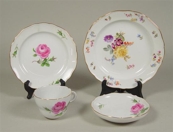 Appraisal: Four Pieces of Meissen German Porcelain In antique rose design