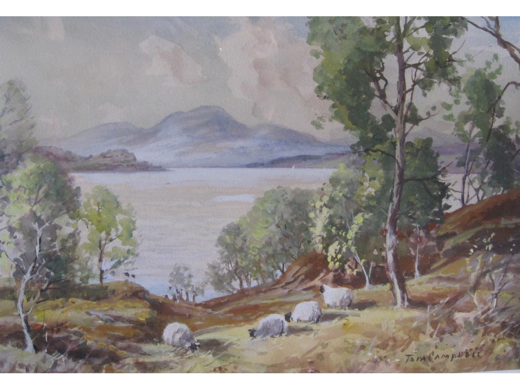 Appraisal: TOM CAMPBELL - Watercolour 'Loch Lomond from Balloch' signed x