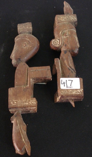 Appraisal: pair of figures - white incised